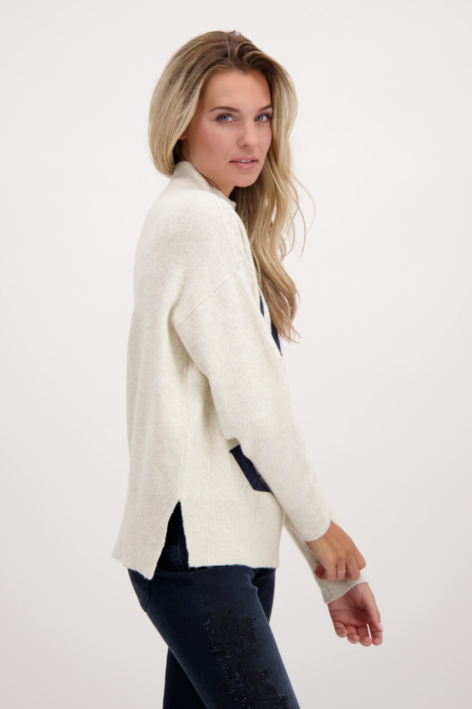 Monari Damen Pullover mit Stehkragen