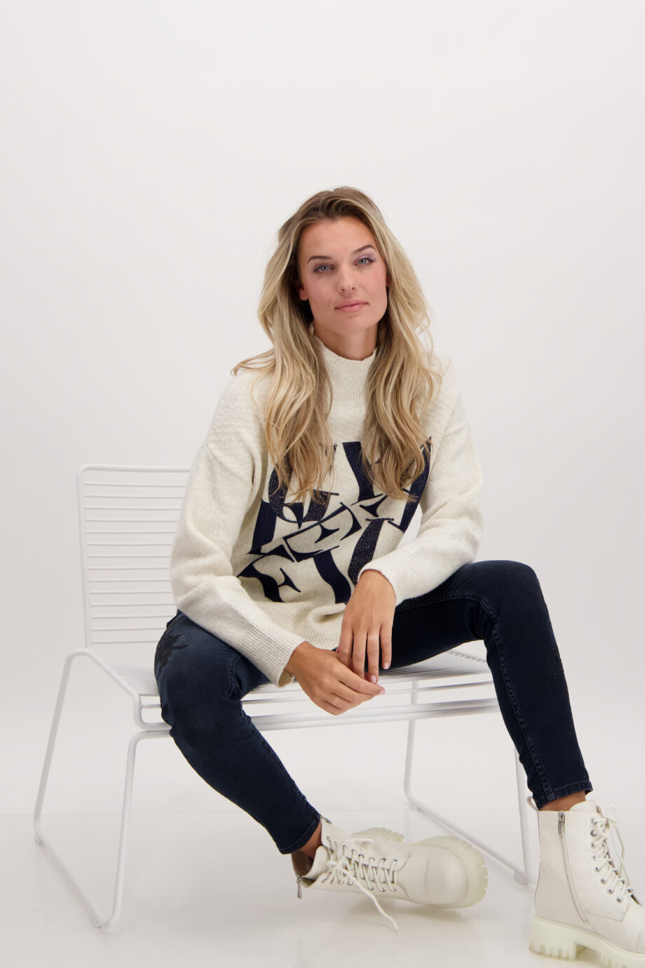 Monari Damen Pullover mit Stehkragen